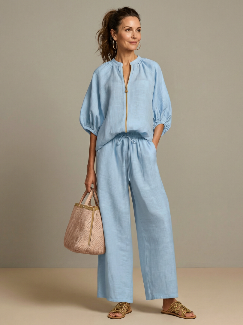 Women's Zip-Neck Two Piece Set