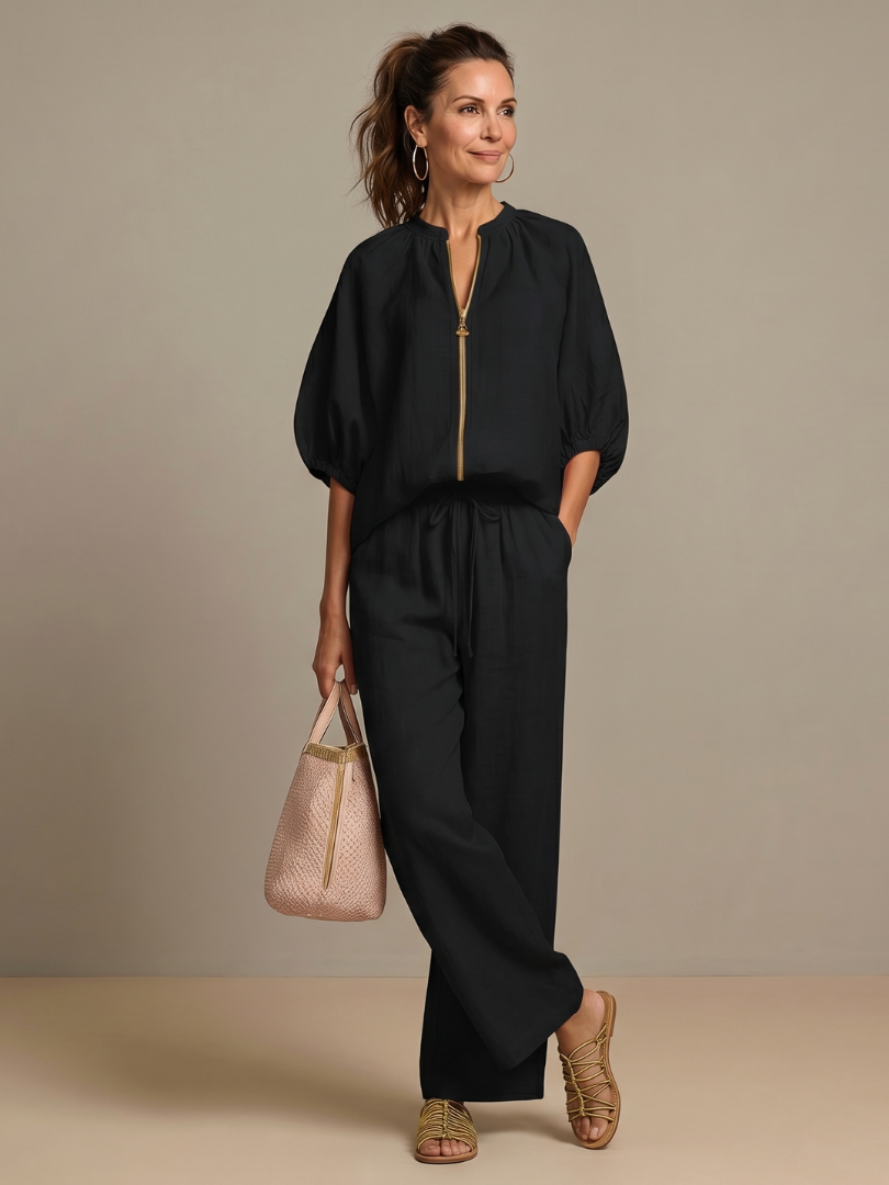 Women's Zip-Neck Two Piece Set