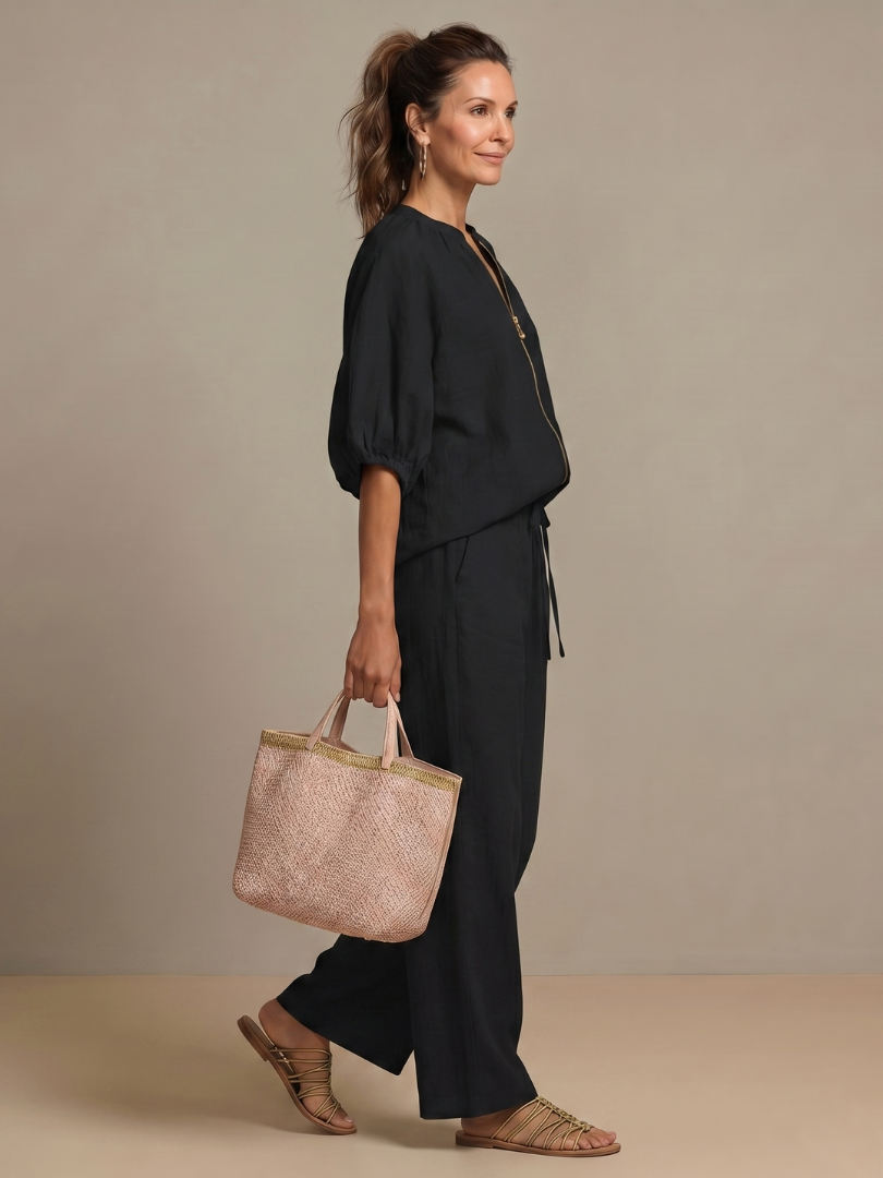 Women's Zip-Neck Two Piece Set