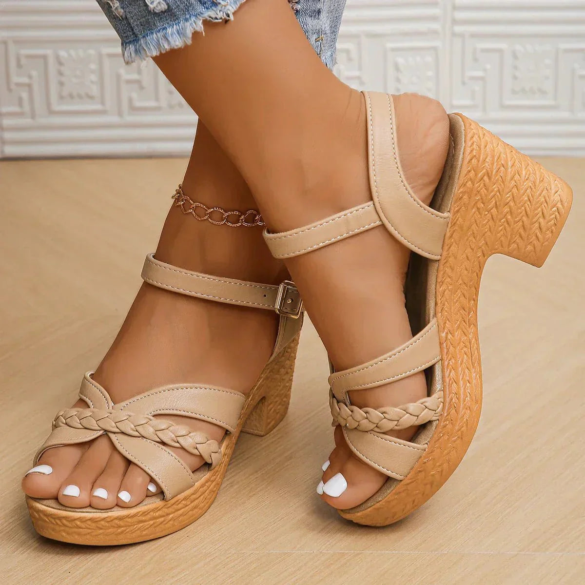 Image of Women's Ankle Strap Heeled Sandals