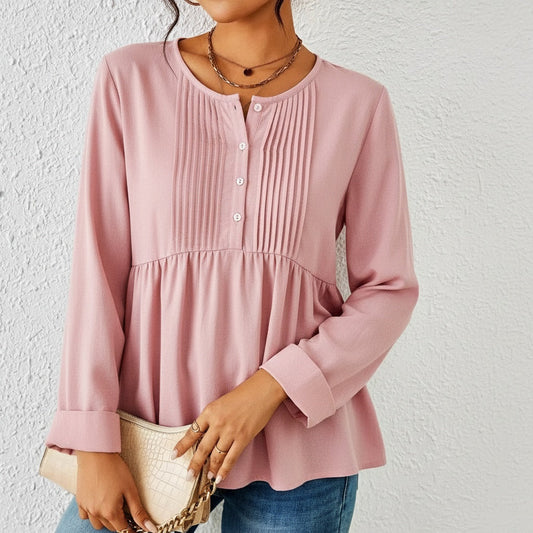 Image of Women's Long-Sleeve Peplum Blouse