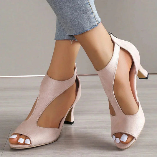 Image of Women's Peep Toe T-Strap Heels