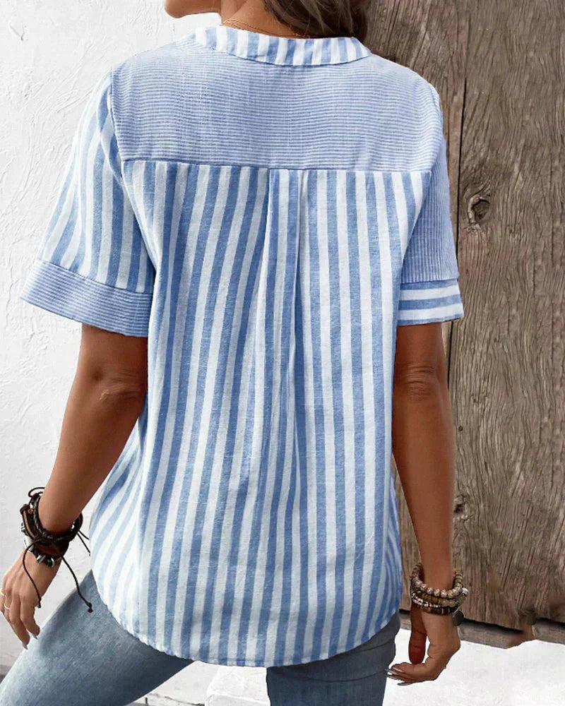 Image of Women's Striped Short Sleeve Blouse