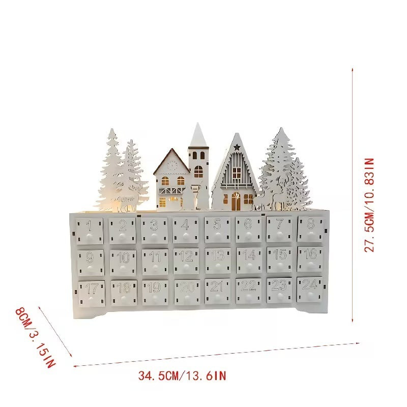 Wooden Christmas Advent Calendar with 24 Compartments
