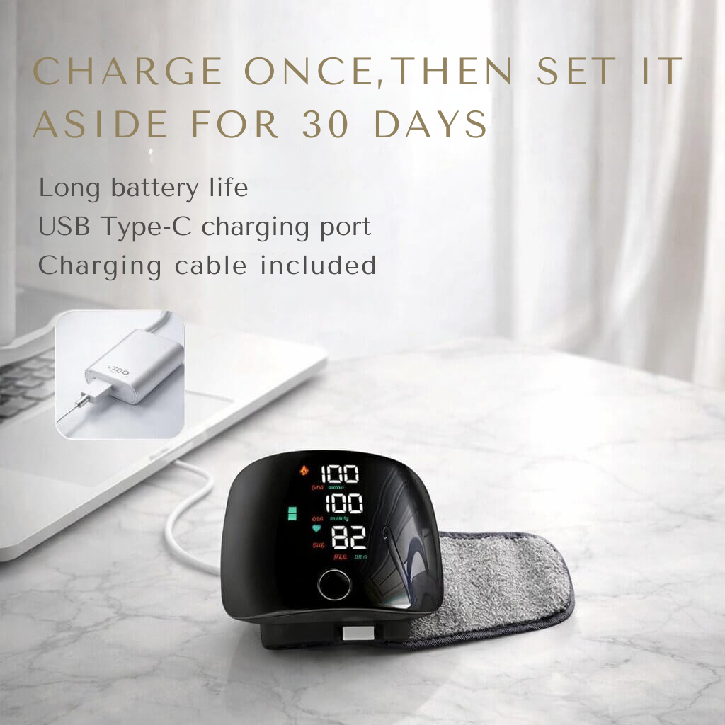 Wrist Blood Pressure Monitor | Touch Display with Voice Function | Rechargeable | Vitalensa