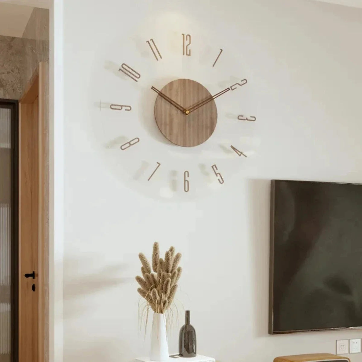 Yara Wall Clock in Scandinavian Style – Elegant Wall Clock for Living Room Made of Wood