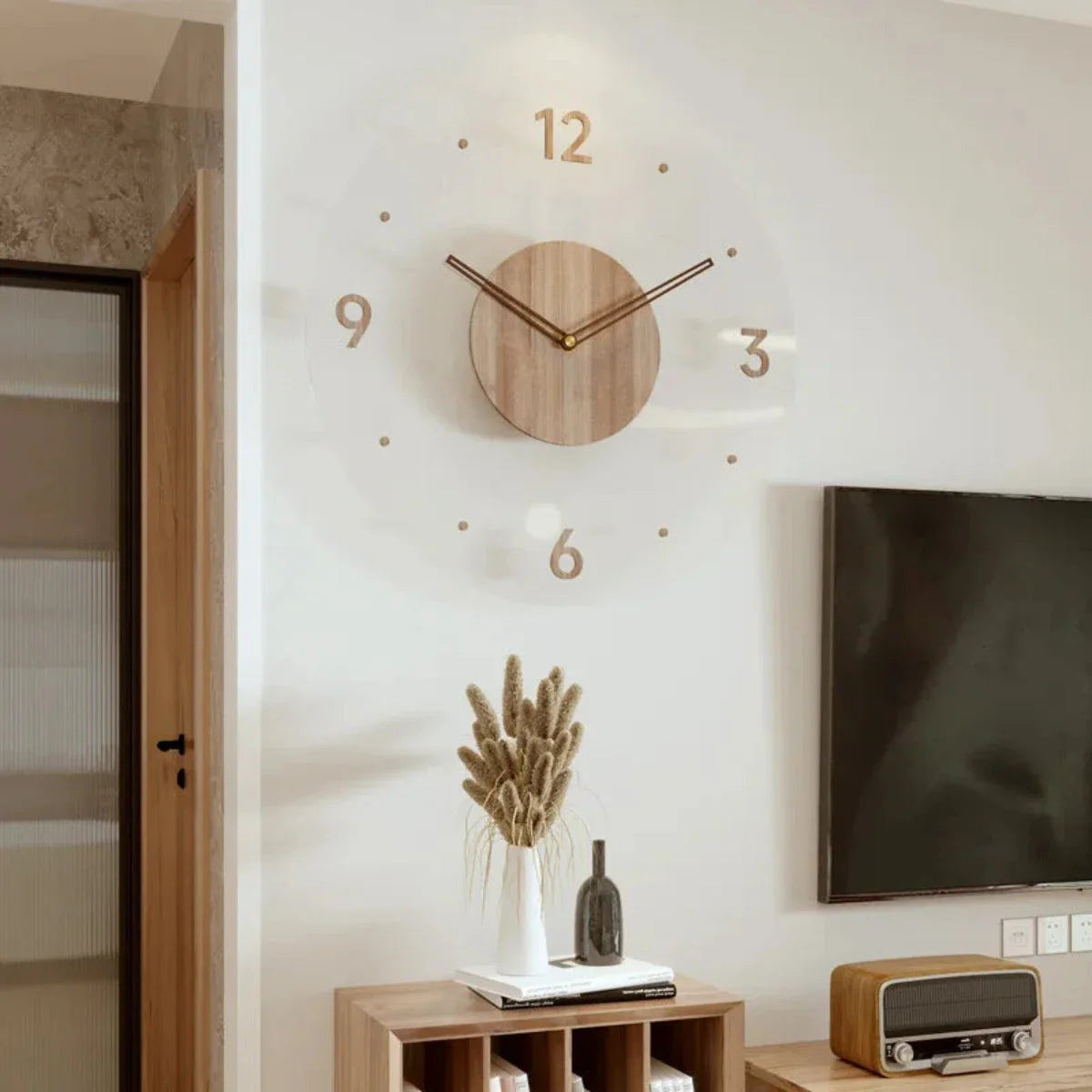 Yara Wall Clock in Scandinavian Style – Elegant Wall Clock for Living Room Made of Wood