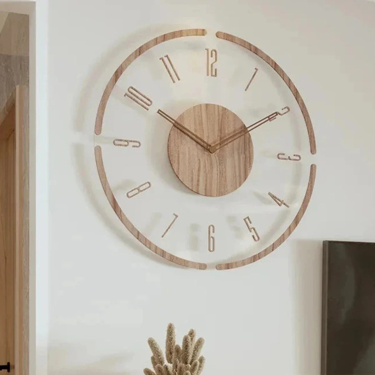 Yara Wall Clock in Scandinavian Style – Elegant Wall Clock for Living Room Made of Wood
